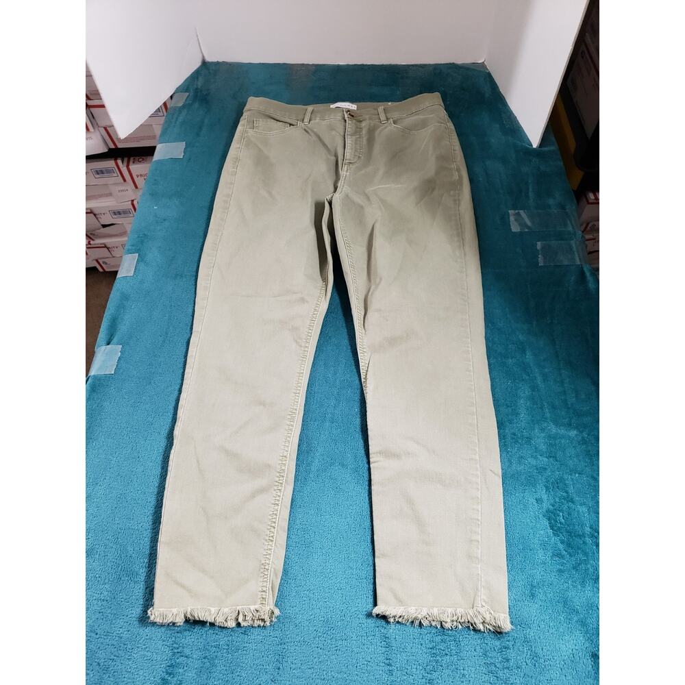 Loft Jeans Size 10 Womens Green Pants Fray Hem High Rise Ladies Skinny Crop